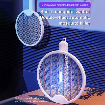 2-in-1 Electric Shock Trap USB Rechargeable Folding Electric Mosquito Swatter