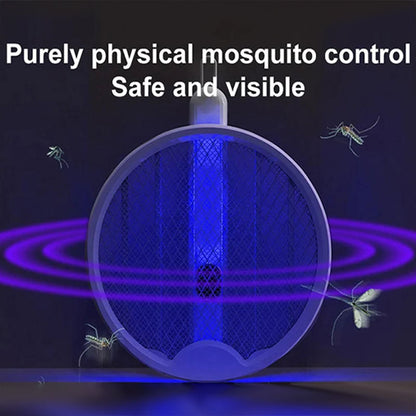 2-in-1 Electric Shock Trap USB Rechargeable Folding Electric Mosquito Swatter