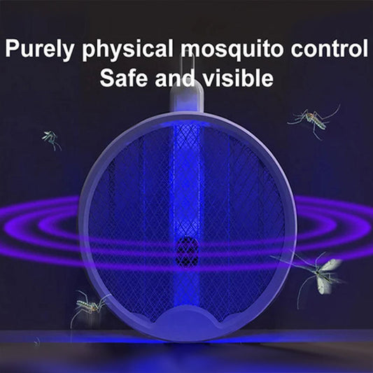 2-in-1 Electric Shock Trap USB Rechargeable Folding Electric Mosquito Swatter