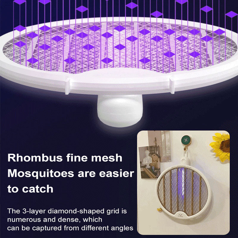 2-in-1 Electric Shock Trap USB Rechargeable Folding Electric Mosquito Swatter