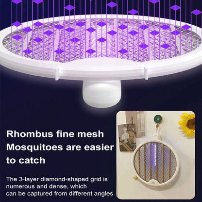 2-in-1 Electric Shock Trap USB Rechargeable Folding Electric Mosquito Swatter